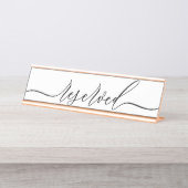Simple Minimalist Script Table Reserved Schreibtischnamensplakette (Vorderseite )