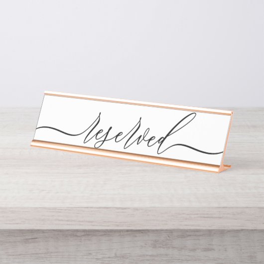 Simple Minimalist Script Table Reserved Schreibtischnamensplakette (Vorderseite )
