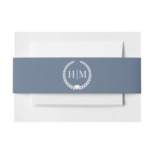 Simple Minimalist Slate Blue Monogram Einladungsbanderole (Vorderseite Beispiel)