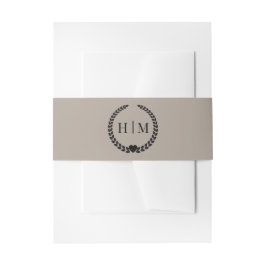 Simple Minimalist Taupe Linen Brown Monogram  Einladungsbanderole