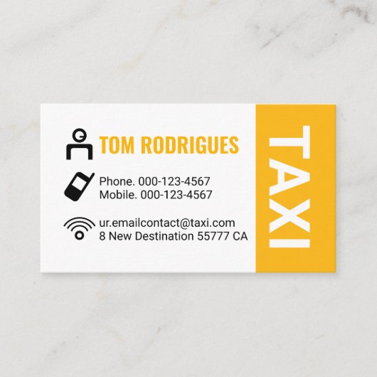 Simple Minimalist Taxi Service Driving Visitenkarte (Vorderseite)