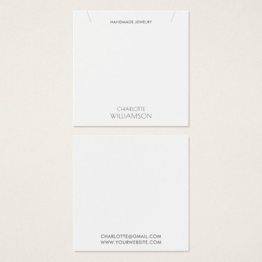 Simple Minimalist Typography Jewelry Display Card (Vorne & Hinten)