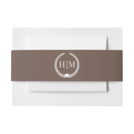 Simple Minimalist Warm Mocha Brown Monogram Einladungsbanderole
