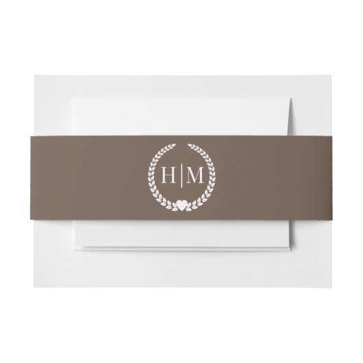 Simple Minimalist Warm Mocha Brown Monogram Einladungsbanderole (Vorderseite Beispiel)