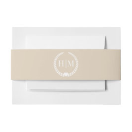 Simple Minimalist Warm Sand Monogram Einladungsbanderole