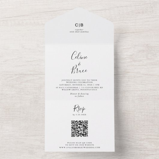 Simple Minimalist Wedding All In One Einladung (Innen Boden)
