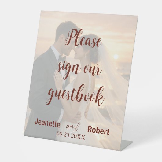 Simple Minimalist Wedding Photo Sunset Beach Sockelschild (Vorderseite)