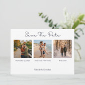 Simple Minimalist with Photos Wedding Save The Date (Stehend Vorderseite)