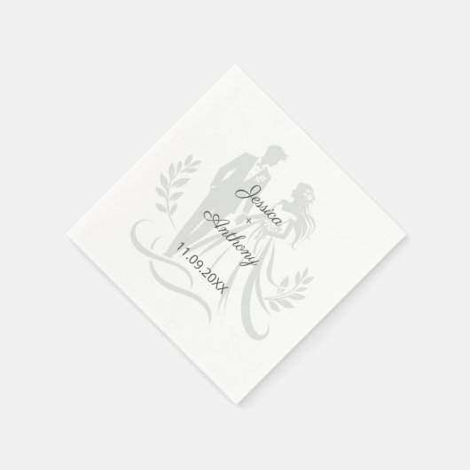 Simple Minimalistc Elegant Custom Name Wedding Serviette (Ecke)