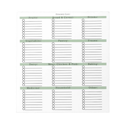 Simple & Minimalistic Grocery Shopping List Notizblock (Vorderseite)