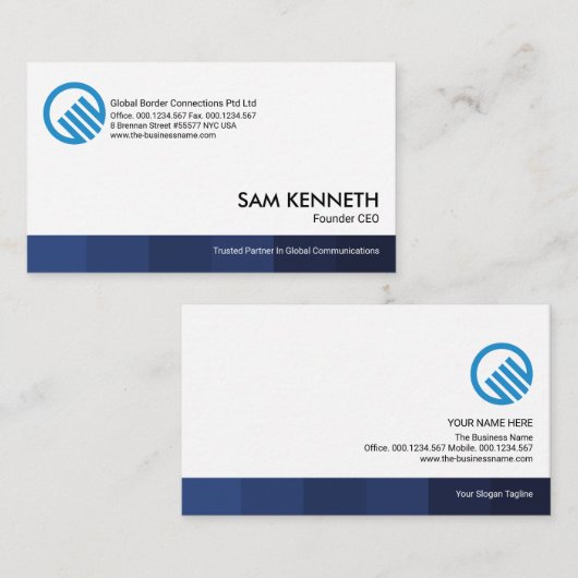 Simple Minimalistisch Blue Shades Stripe Gründer C Visitenkarte (Vorne/Hinten)