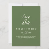 Simple Minimalistisch|Dark Sage Foto Save the Date (Vorderseite)