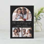 SImple Minimalistisch Foto Arch Collage Black Wedd Einladung (Stehend Vorderseite)