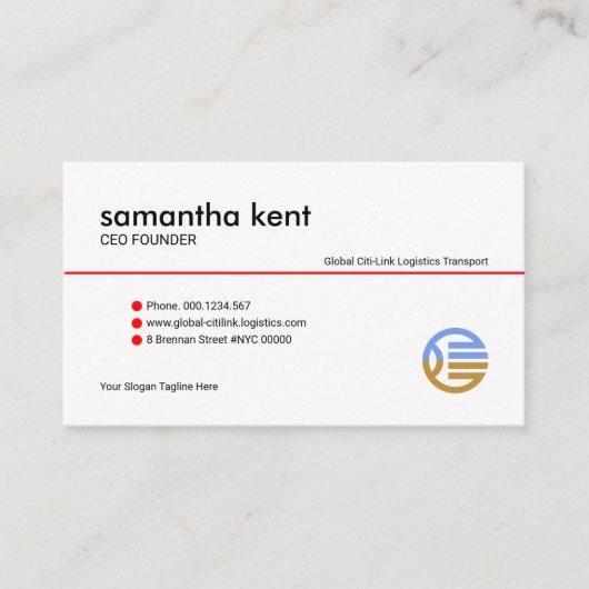 Simple Minimalistisch Red Line Buttons Gründer CEO Visitenkarte (Vorderseite)