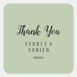 Simple Minimalistisch|Sage Wedding Thankyou Bevorz Quadratischer Aufkleber