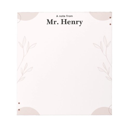 Simple Minimaslist Boho teacher Notepad Notizblock (Vorderseite)