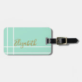 Simple mint green minimalist custom name ladies gepäckanhänger (Vorderseite horizontal)