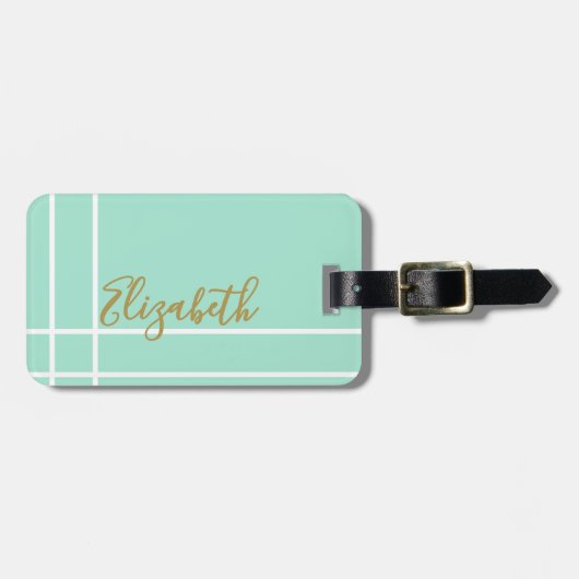 Simple mint green minimalist custom name ladies gepäckanhänger (Vorderseite horizontal)