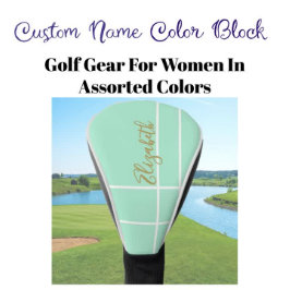 Simple mint green minimalist custom name ladies  golf headcover