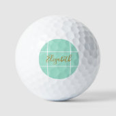 Simple mint green minimalist custom name ladies golfball (Vorderseite)