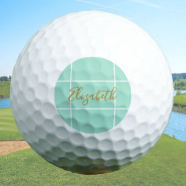 Simple mint green minimalist custom name ladies  golfball