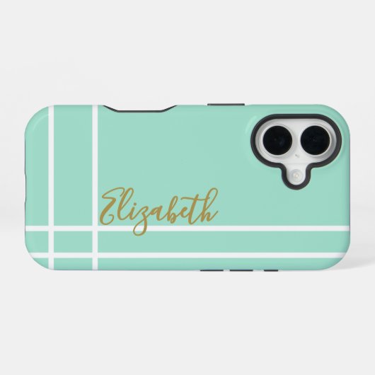 Simple mint green minimalist custom name ladies iPhone 16 hülle (Rückseite (Horizontal))
