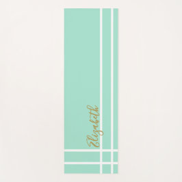 Simple mint green minimalist custom name ladies  yogamatte
