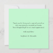 Simple Mint Green Wedding Danke Square Mitteilungskarte (Rückseite)