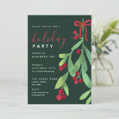 Simple Mistletoe Corporate Xmas Party Green Einladung (Stehend Vorderseite)