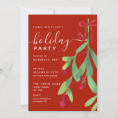 Simple Mistletoe Corporate Xmas Party Red Einladung (Vorderseite)
