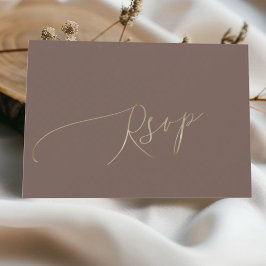 Simple Mocha Brown Wedding RSVP Karte