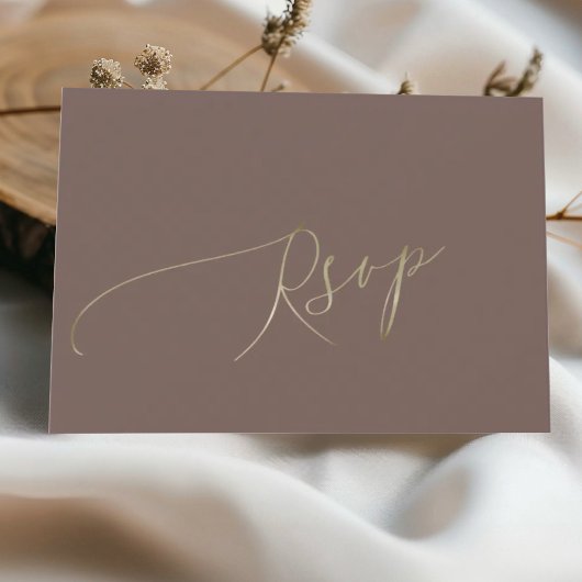 Simple Mocha Brown Wedding RSVP Karte