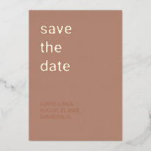 Simple Mocha Save the Date Rose Gold
