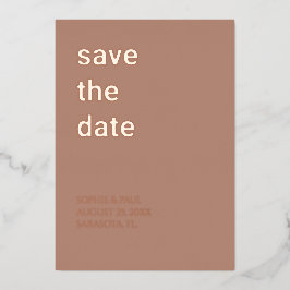 Simple Mocha Save the Date Rose Gold Folieneinladung