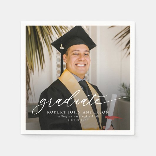 Simple Modern 2026 Photo Graduation Serviette (Vorderseite)