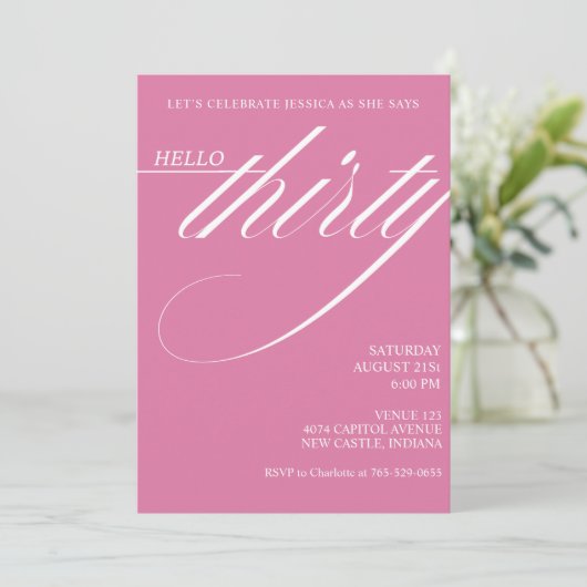 Simple Modern 30th Birthday Einladung (Stehend Vorderseite)