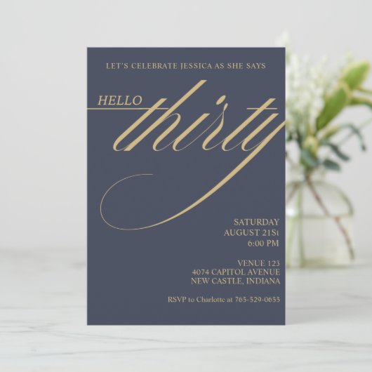 Simple Modern 30th Birthday Einladung (Stehend Vorderseite)
