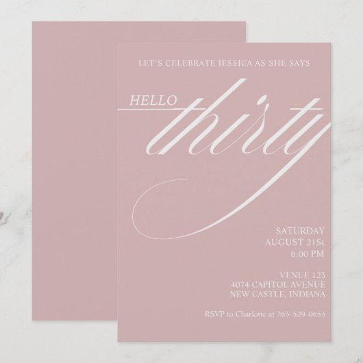 Simple Modern 30th Birthday Einladung (Vorne/Hinten)