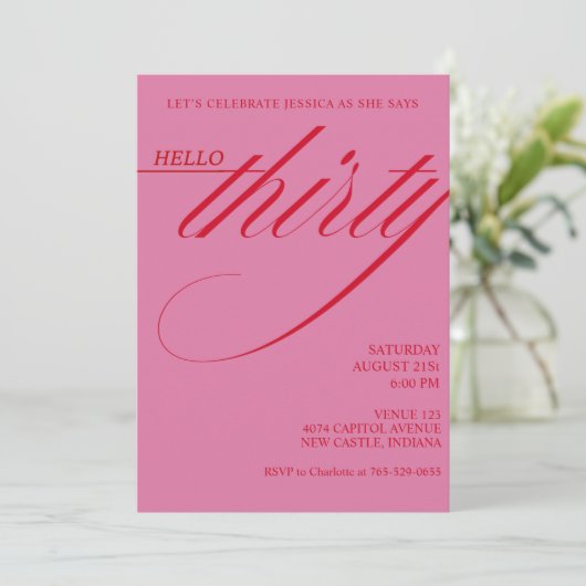 Simple Modern 30th Birthday Einladung (Stehend Vorderseite)