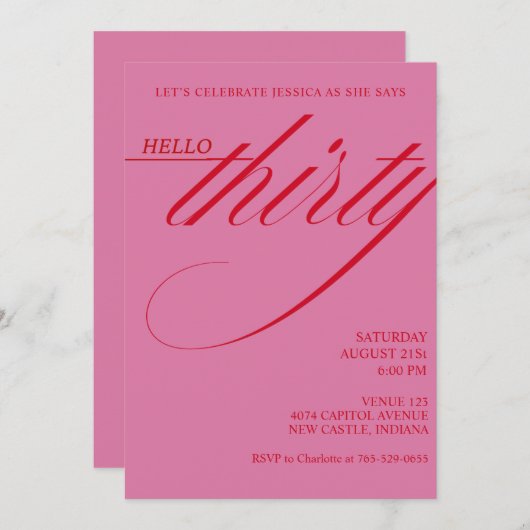 Simple Modern 30th Birthday Einladung (Vorne/Hinten)