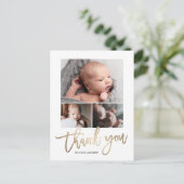 Simple Modern 3 Foto Collage Baby Foto Vielen Dank Postkarte (Stehend Vorderseite)