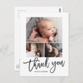 Simple Modern 3 Foto Collage Baby Foto Vielen Dank Postkarte (Vorne/Hinten)