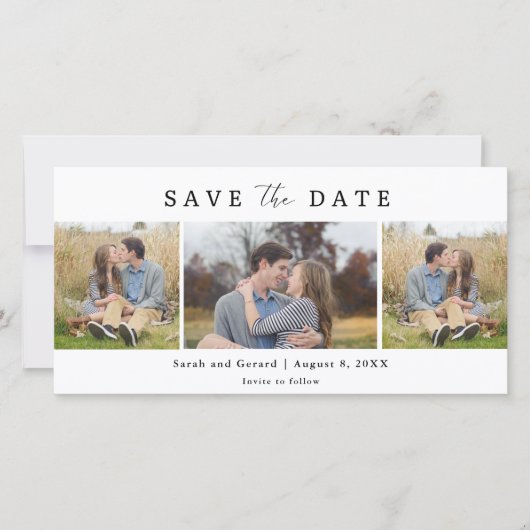 Simple Modern 3 Photo Wedding Save the Date (Vorderseite)