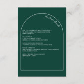 Simple Modern Arch Emerald Green Wedding Begleitkarte (Vorderseite)