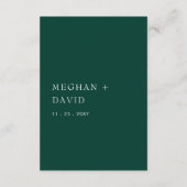 Simple Modern Arch Emerald Green Wedding Begleitkarte (Rückseite)