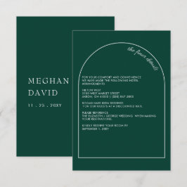 Simple Modern Arch Emerald Green Wedding Begleitkarte
