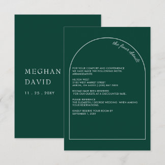 Simple Modern Arch Emerald Green Wedding Begleitkarte