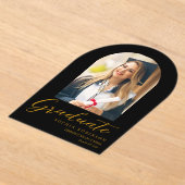Simple Modern Arch Photo Gold Script Graduation  Acryleinladungen (Ablage )