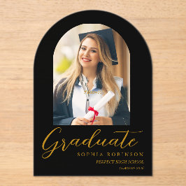 Simple Modern Arch Photo Gold Script Graduation  Acryleinladungen