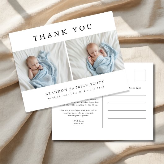 Simple Modern Baby Foto Vielen Dank, dass Sie gebo Ankündigungspostkarte